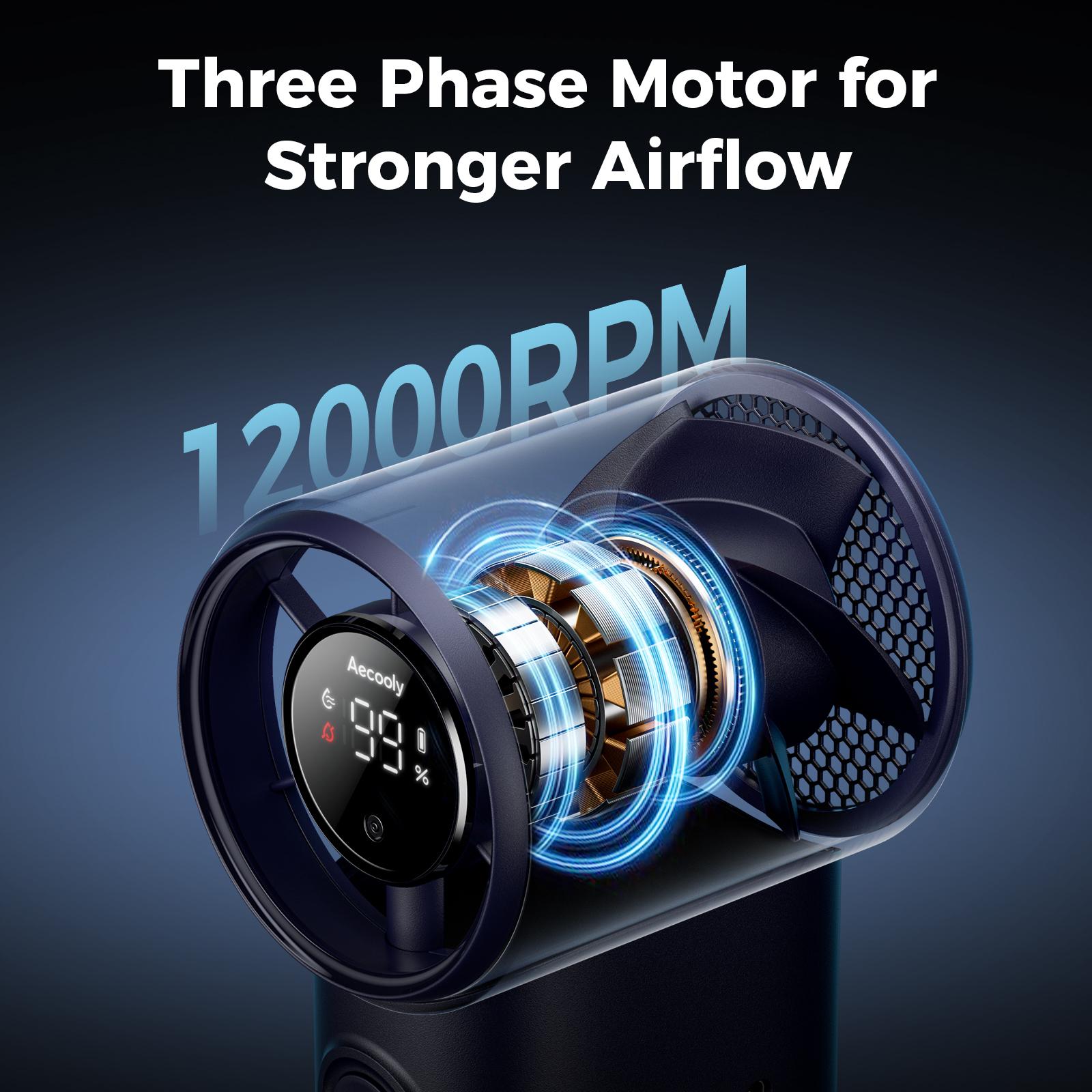 Aecooly-ColdAir 02 Handheld Mist Fan with High-Speed Turbo - Instant 8°C Cooling - 4500mAh Battery (20H MAX), 5 Wind Speeds, Pocket-Sized Portable Fan for Travel, Music Festivals, Camping & Makeup