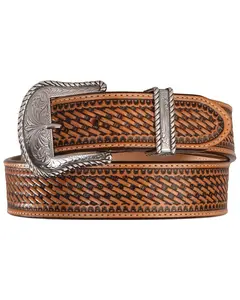 Justin Men's Bronco Basketweave Leather Belt - C12264