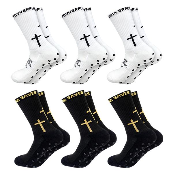 Men's Athletic Cushioned 6-Pack Crew Socks with Arch Compression for Secure Fit - White & Black Options Available