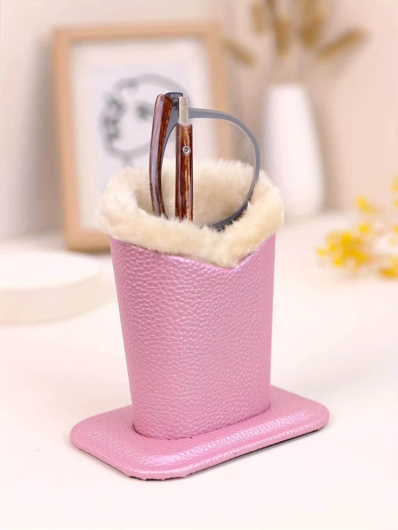 [Plush Lined] Plush Lined Glasses Holder Stand Pack of 1 Protective Desks or Nightstands