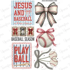 Jesus And Baseball Mini DTF Transfer Gang Sheet 24.5" x 36" Direct To Film for DIY Enthusiasts Vibrant Custom Options Cozy Handmade Aesthetic Pink Green Christmas Design
