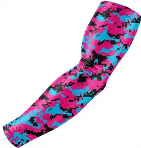 Baseball Football Sports Compression Arm Sleeve Pink Blue Digital Camo