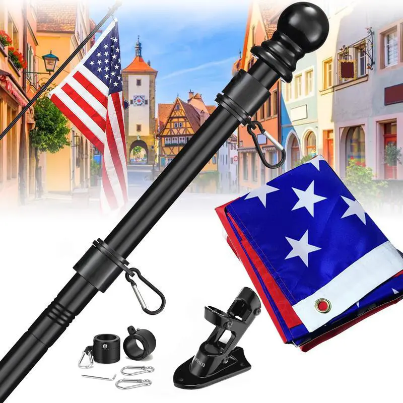 Yeesun Flag Pole - Upgraded Bracket, 6 FT Stainless Steel Flag Poles for Outside House, Tangle Free Flag Pole Kit for American Flag Outdoor Customizable Adjustable,TikTokShopBlackFriday