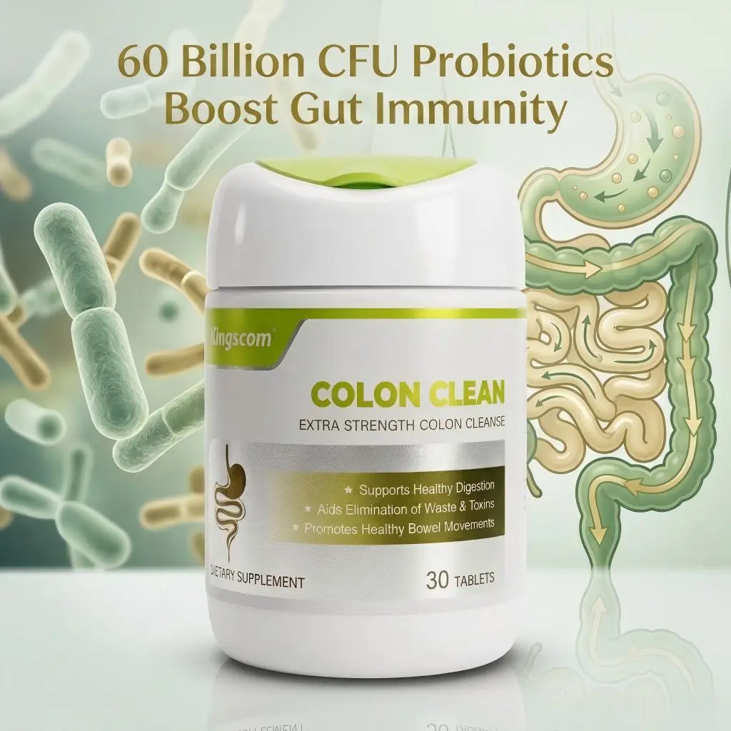 Kingscom Gut Detox Supplement, Digestive Regulation, Constipation & Bloating Relief, Colon Cleansing, Gut Immunity Support | Formulated with Okra Fiber & Probiotics