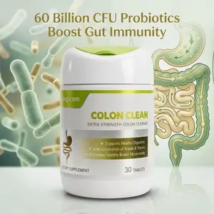 Kingscom Herb Colon Cleanse, Constipation Relief, Reduce Bloating | Okra Fiber Physical Gut Cleansing | Probiotics Boost Gut Immunity