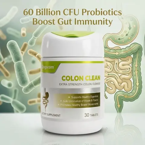 Kingscom Gut Detox Supplement, Digestive Regulation, Constipation & Bloating Relief, Colon Cleansing, Gut Immunity Support | Formulated with Okra Fiber & Probiotics