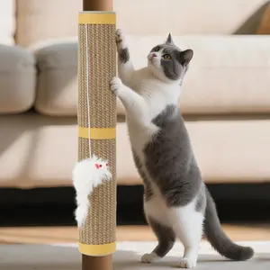 Pawaboo Cat Tree Saver Mat | Cat Scratcher Mat, Repair Worn Cat Trees with 100% Natural Sisal & Extra Hanging Toy - A Gift of Gratitude for Your Cat