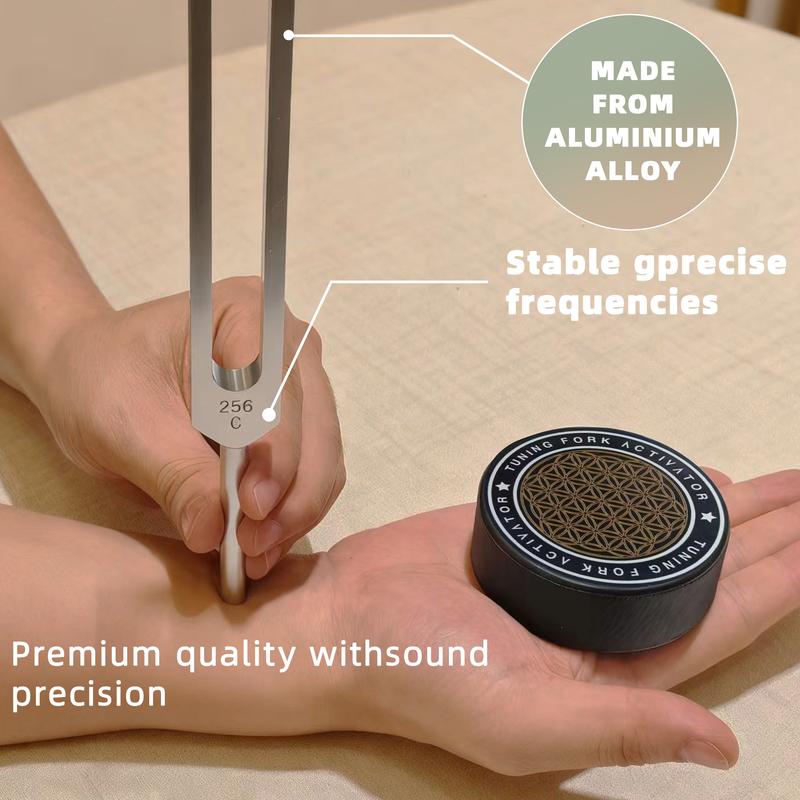 Resonance Sound Healing Tuning Fork Set – 128Hz, 136.1Hz, 256Hz, 384Hz with Activator – Sound Therapy for Stress Relief, Deep Relaxation & Chakra Balancing