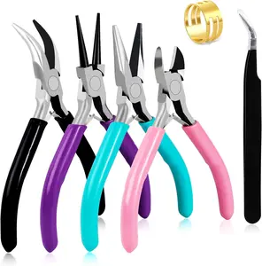 4Pcs Jewelry Pliers Set Jewelry Making Pliers Tools Kit Include Jewelry Making Needle Nose Chain Nose Round Bent Pliers Wire Cutter for Bracelet Beading DIY Craft Jewelry Making Supplies