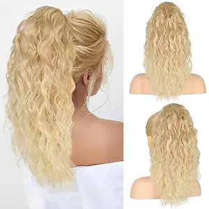 Claw Clip Ponytail, 18 Inch Ponytail Extensions for Women Multi Layered Fluffy Thick Wavy Jaw Clip in Fake Pony Tails Fake Hair Soft Synthetic Hairpiece
