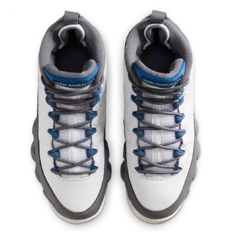 Youth Jordan 9 Retro White/French Blue-Flint Grey (HV4574 100) (GS)