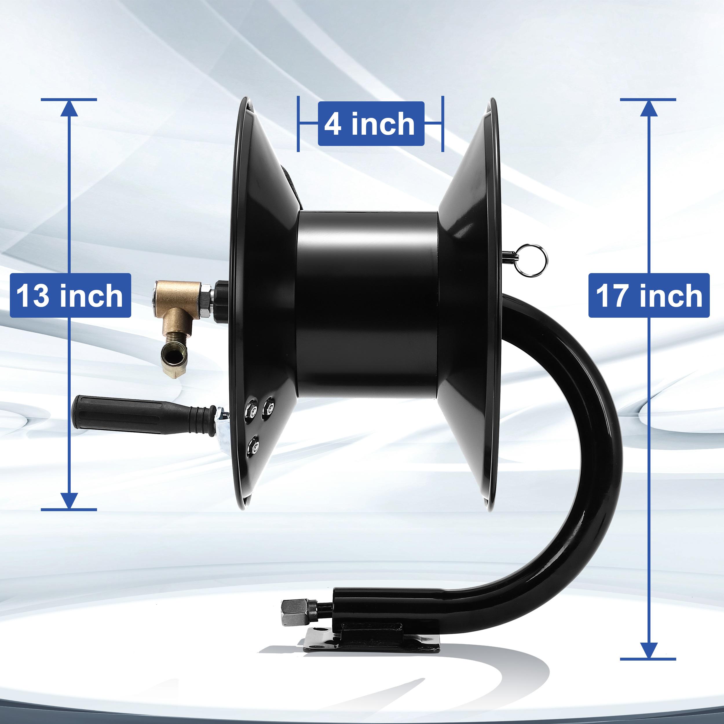 M MINGLE Pressure Washer Hose Reel 100 ft 3/8" NPT to M22 14mm Adapter, Heavy Duty Mounted Hose Reel for 100 ft 3/8" Power Wash Whip Hose 4000 PSI