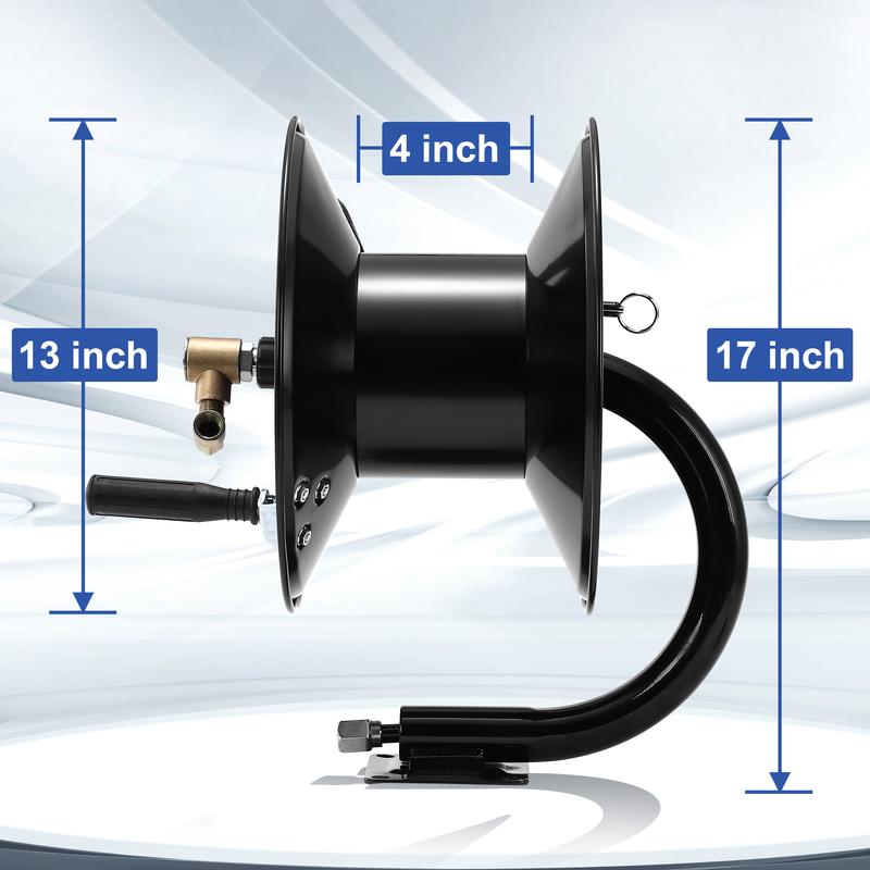 M MINGLE Pressure Washer Hose Reel 100 ft 3/8" NPT to M22 14mm Adapter, Heavy Duty Mounted Hose Reel for 100 ft 3/8" Power Wash Whip Hose 4000 PSI