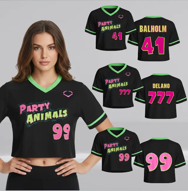 New 2026 Black partyanimals #99 Football Jersey crop top, Crop Top Football Jersey Shirt, Gift for Unisex