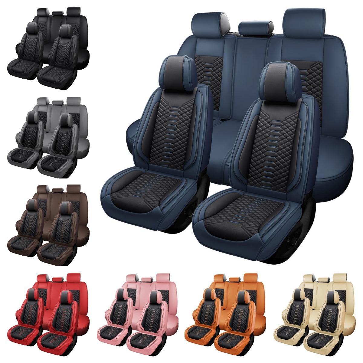 For Chevrolet Silverado GMC Sierra 1500/2500 HD/3500 HD Pickup Truck 2007-2025 Car Seat Covers, Soft Touch Premium Napa PU Leather Full Set Front Rear Seat Cushion Full Surround Design with Storage Bag, Breathable Non-Slip Waterproof Protector Pad Mat