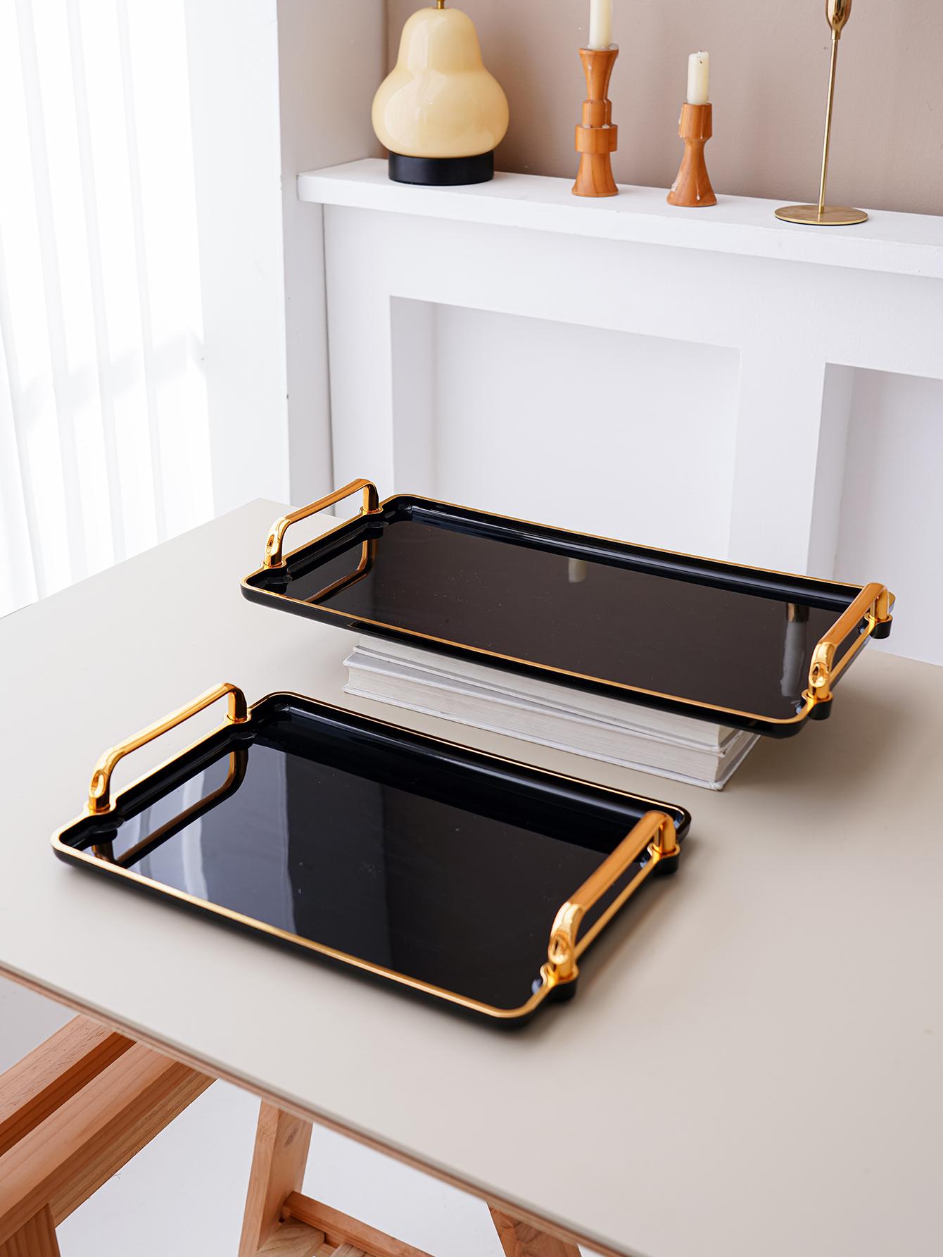 Black Acrylic Serving Tray - Rectangular, Perfect for Kitchen Use, Wedding & Party Decor, Tea Party Setup & Home Display