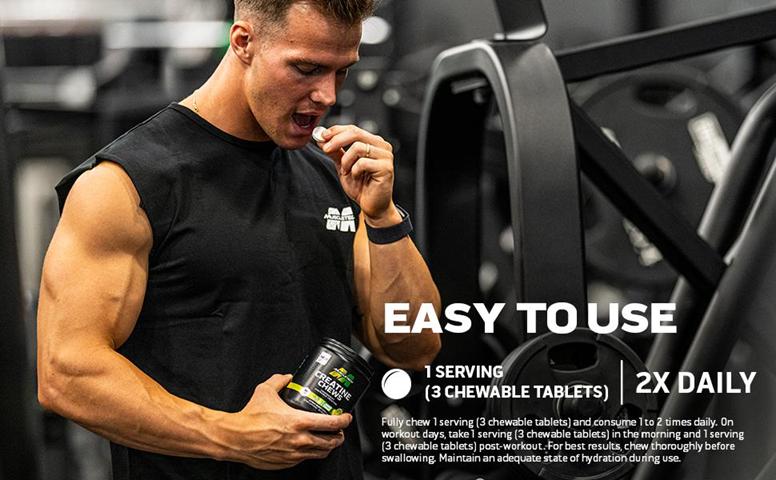 MuscleTech Creatine Chews | Pure Creapure Creatine Monohydrate | Compare to Creatine Gummies | Muscle Recovery + Builder, Cognitive Health, for Men & Women | Workout Supplement | 90 Chewable Tablets | 30 Servings