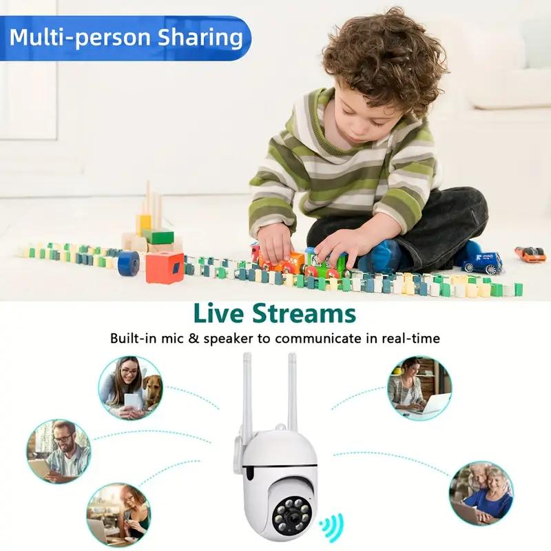 【JOOAN 2.4G WiFi 1080P FHD Home Smart Security Camera】BT/WiFi Connection, USB Cable Included, Plug-in Power Required (Not Included), Color Night Vision, Motion Detection, 360° PTZ Panorama, Two-Way Audio, Siren Alarm, SD/Cloud Storage (Optional)