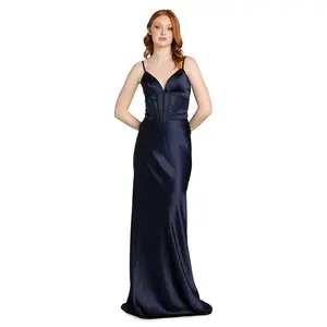The Alessia Midnight Satin Corset Gown