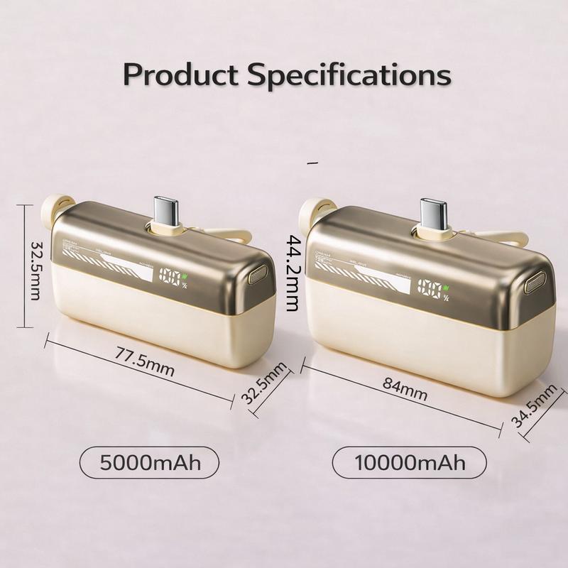 Lzaitai Portable Charger Nano Power Bank with Built-in USB C Connector lightning Connector 5000/10000mAh Portable Charger 22.5W, for iPhone 17/16/15 Series, Samsung S22/23/24 Series, iPad Pro/Air, AirPods, and More