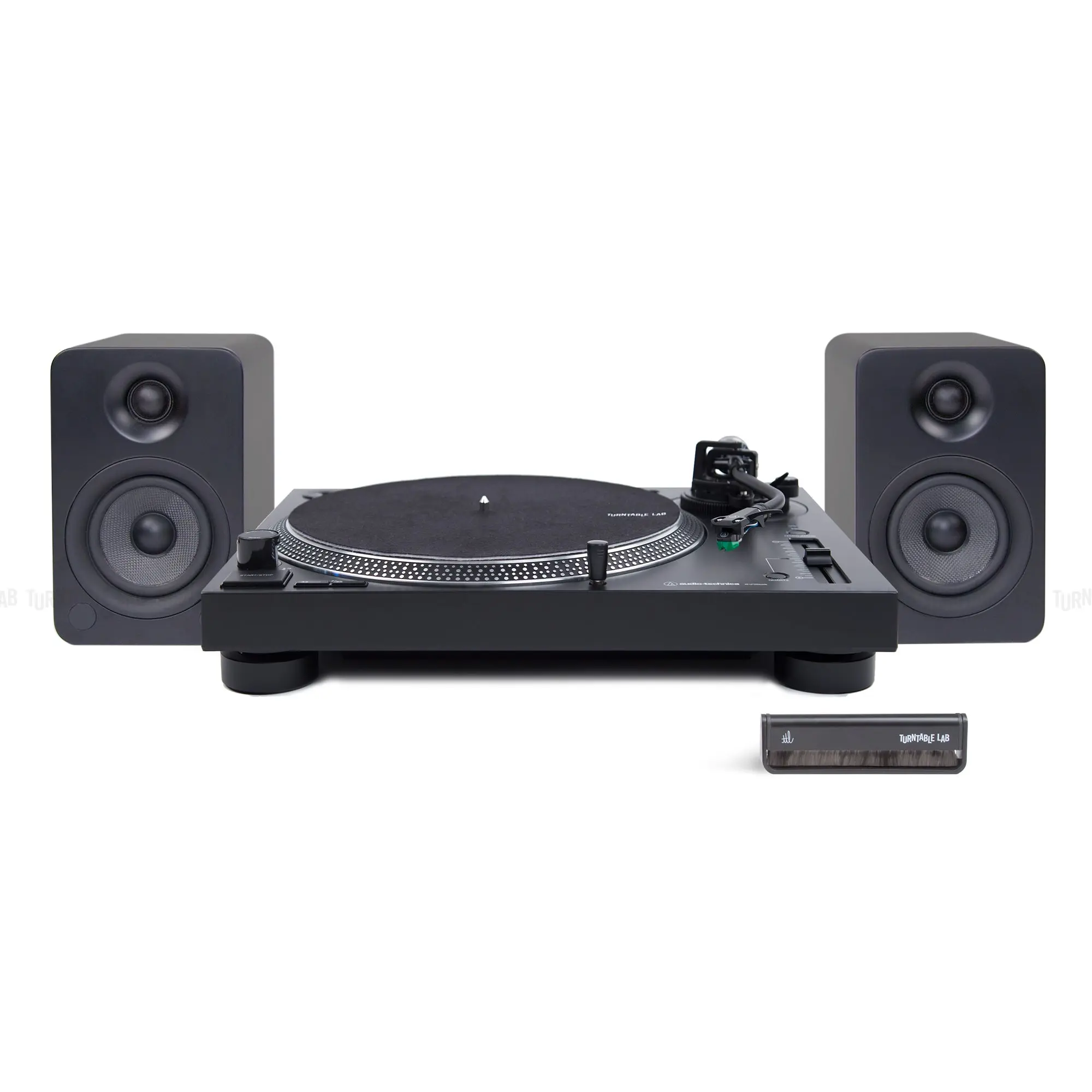 Audio-Technica AT-LP120X Vinyl Turntable & Kanto YU4 Bluetooth Speakers Package - Adjustable, HiFi Sound Audio, Carbon Fiber Components, Remote Control Device