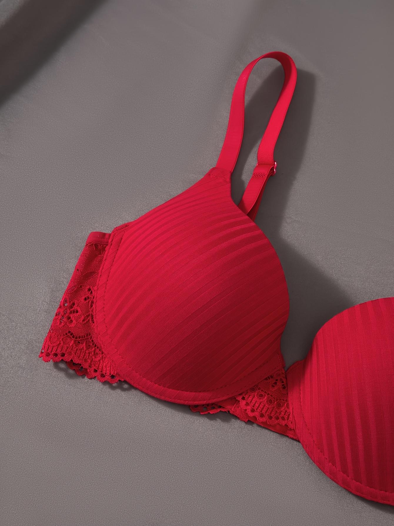 6pcs Pack Women's Underwire Push-Up Bra with Boning - Full Lift Lace Front Overlay, Non-Detachable Padded Cups & Underwire Suitable for Daily Wear,, Parties - Elegant Lift & Posture (Hand Washable)