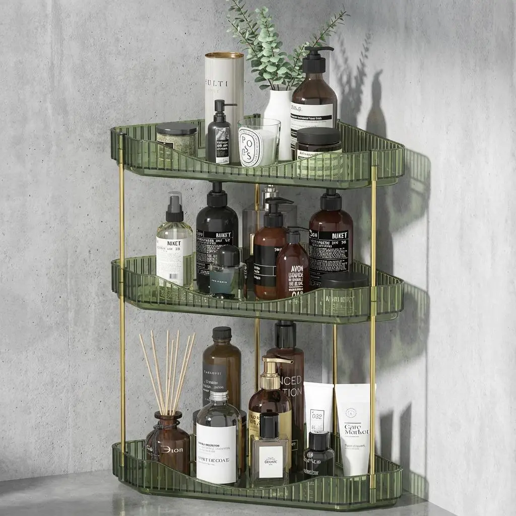 Lifewit 2/3-Tier Adjustable Metal Bathroom Countertop Makeup Organizer - Large Capacity Storage Boxes & Bins with Perfume Tray, Cosmetic Skincare Shelf, Easy Installation, Vanity Organization, Diamond Room Decor Corner Stand for Bedroom Dresser