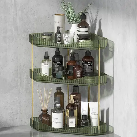 Lifewit 2/3-Tier Adjustable Metal Bathroom Countertop Makeup Organizer - Large Capacity Storage Boxes & Bins with Perfume Tray, Cosmetic Skincare Shelf, Easy Installation, Vanity Organization, Diamond Room Decor Corner Stand for Bedroom Dresser