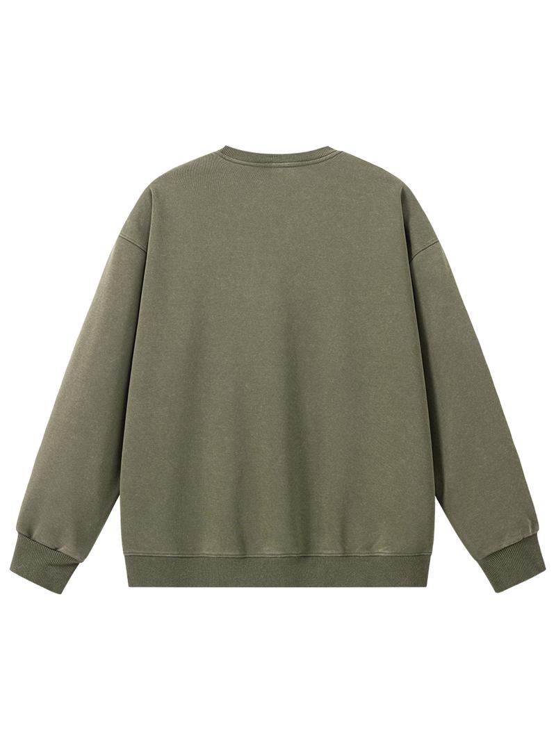 CCCMAI Men's Loose Crewneck Long Sleeve Sweatshirt Vintage Casual Pullover in Multiple Colors Round Neck Top Menswear Plain