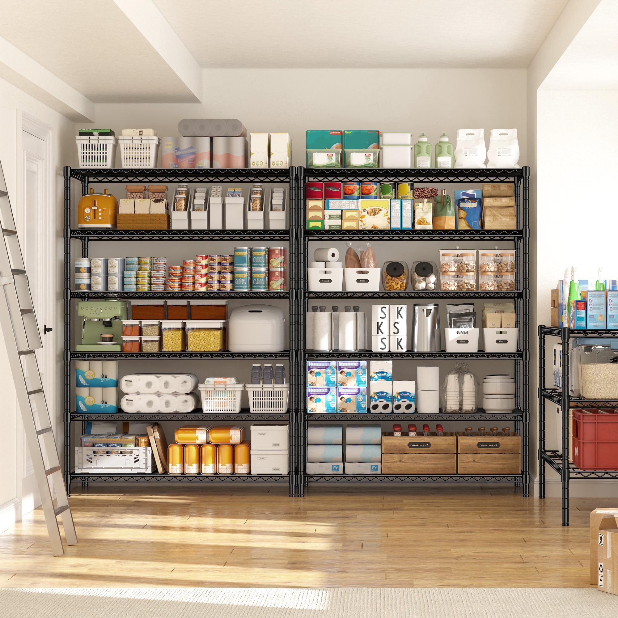 【Corner Shelf Storage】5-Tier Storage Shelving Unit,59"H*24"W*14"D,Height is freely Adjustable & No Sharp Edges,Heavy duty & Safer Shelf,Garage tool box Standing Shelf,Closet rack,Shoe rack,Kitchen Appliance Storage Rack,The All-in-One Value