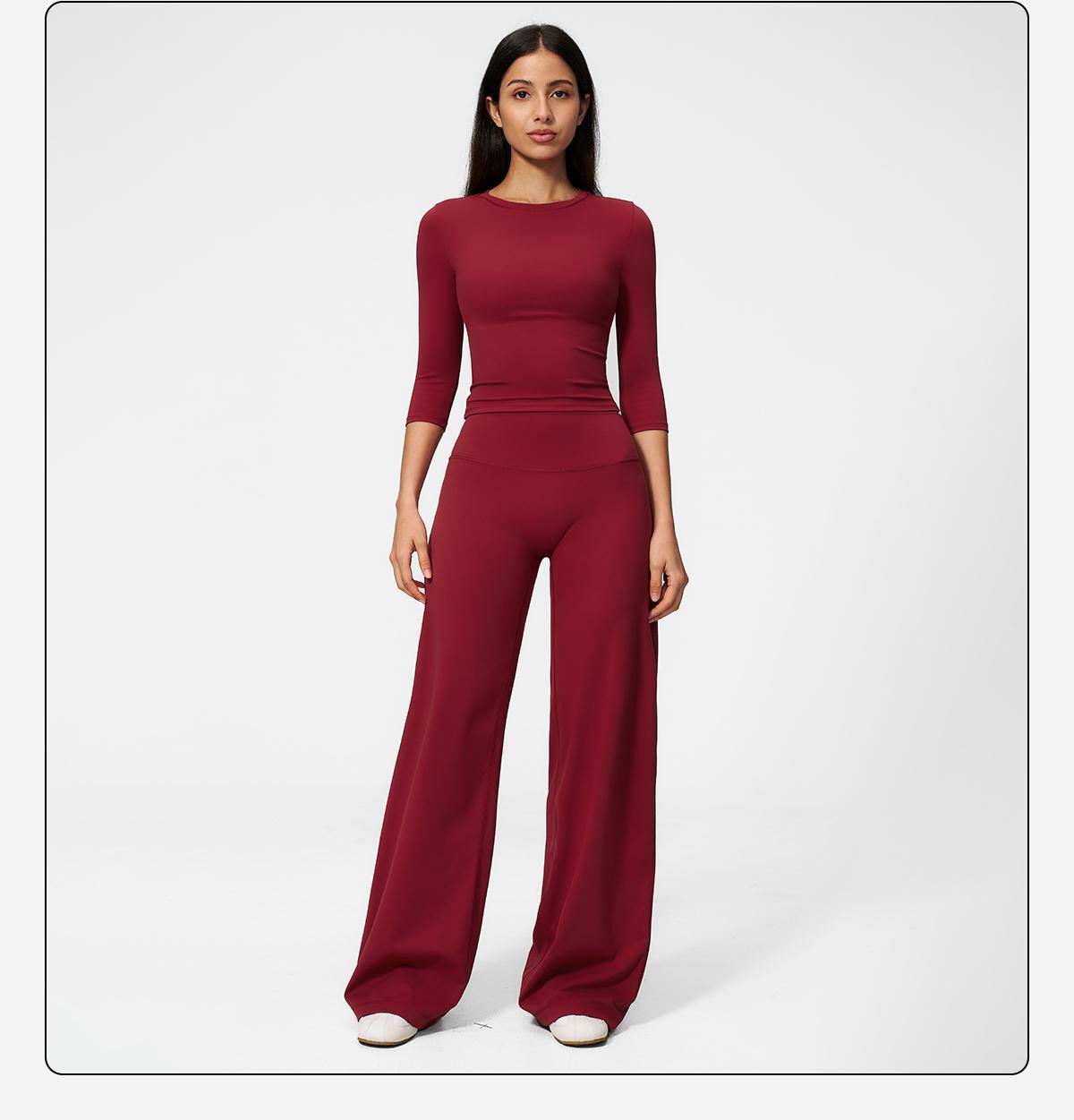 MFVIM Women's 2-Piece Solid Sports Set, Loose Fit Long Sleeve Top & High-Waisted Rolled-Waist Pants Casual Wear Activewear for Yoga, Solid Sports Sets, Outdoor Yoga Suit, Matching Gym Set,back to school,back to school haul