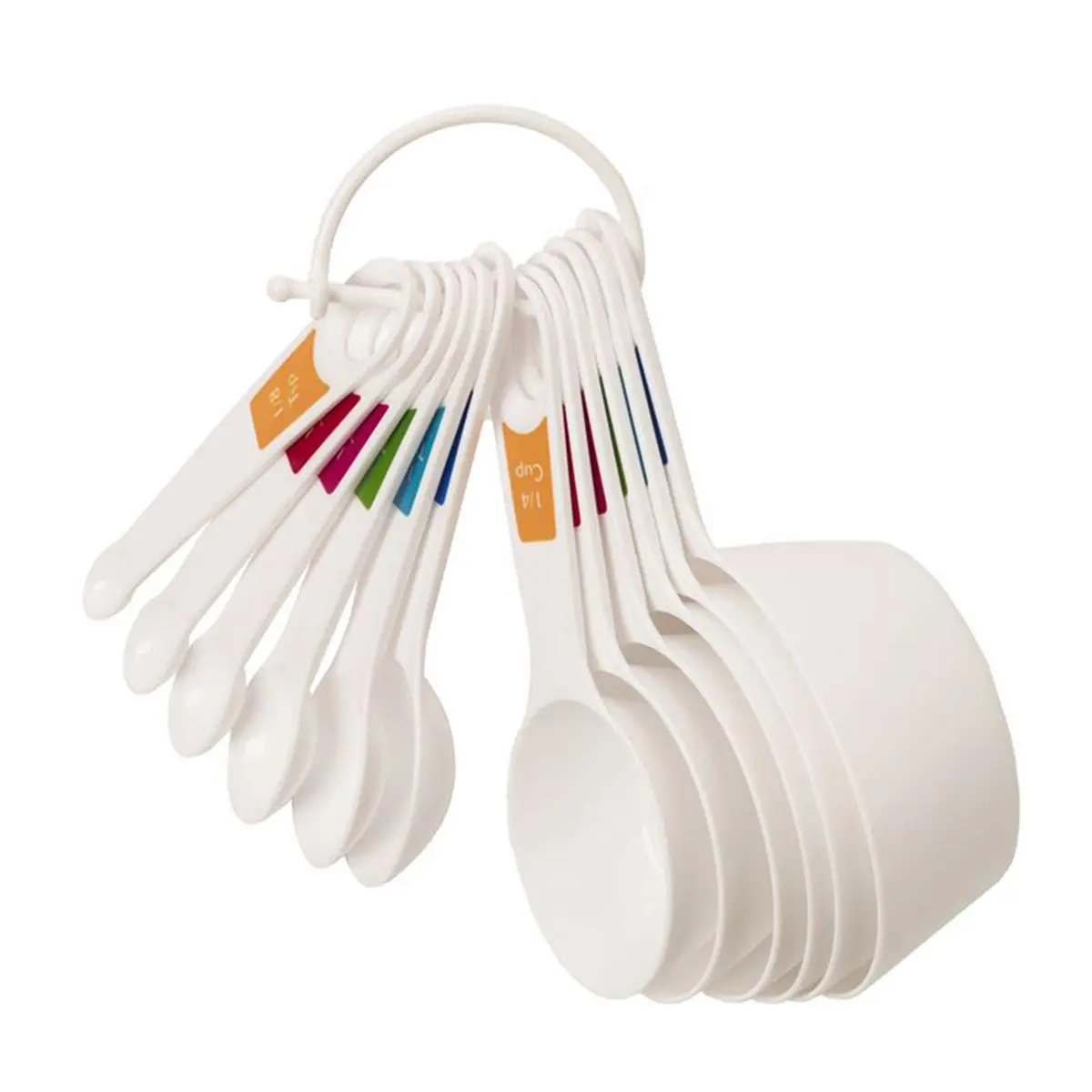 Lifetime 12-Piece White Plastic Measuring Cups and Spoons Set - Dishwasher-Safe Kitchen Utensils, Accurate Portion Measurement Tsp/Tbsp/Cup Tools for Baking, Cooking