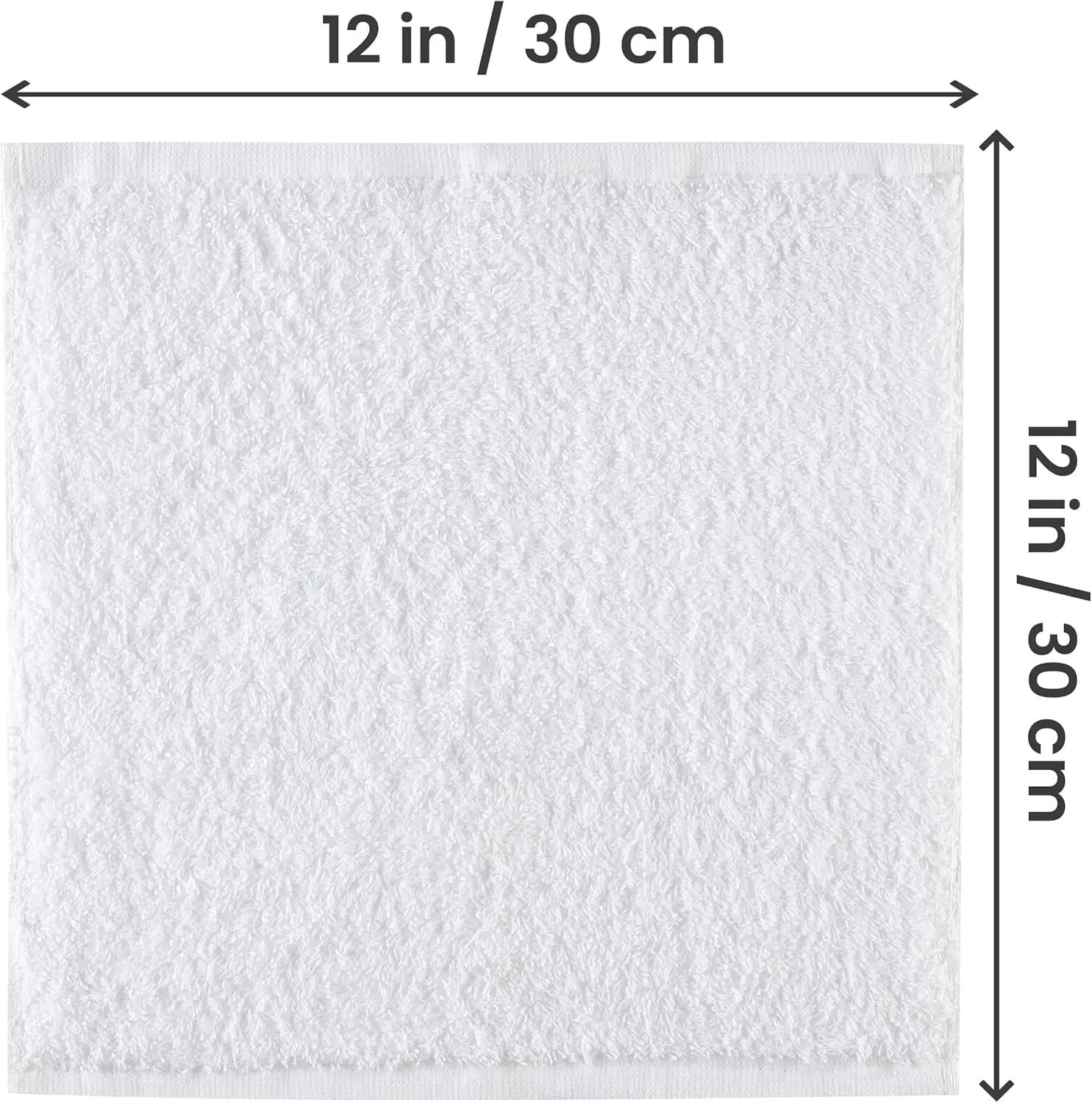 12-Pack 100% Ring Spun Cotton Washcloths Set, 12x12 in Premium Flannel Face/Fingertip Towels for Gym/Spa, Highly Absorbent Soft Texture White Bathroom Towels