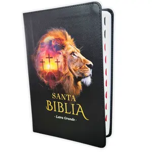 Biblia Letra Grande 12 puntos RV1960 imit piel negro leon con indice