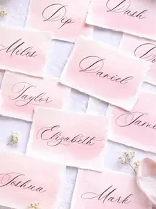Hand Personalized Watercolor Place Cards with Deckled Edge -Elegant Place Setting