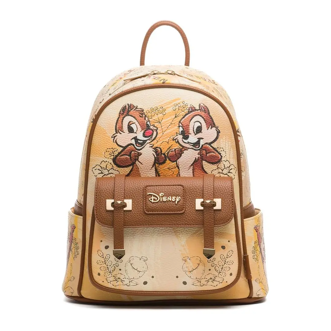 Cute Chipmunk Character Print Mini Backpack, 11-Inch Faux Leather Everyday Carry Bag for Women, Perfect for Daily Use & Campus Life, Cute Poses, Durable Fabric Straps, Side Pockets, 11" H X 8.5" W X 4" D, Collectibles