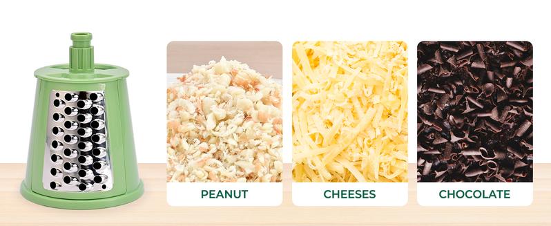 SUSTEAS 6-in-1 Heavy-Duty Cheese Grater & Slicer – Essential Kitchen Gadgets with Suction Base for Safe Veg Prep