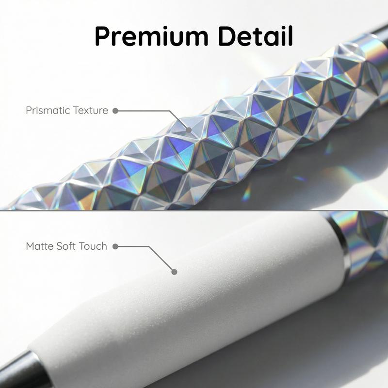 One-Click Deformable Pen, Geometric Shape-Shifting Pen - 6 Pack ( 2 Black, 2 Silver, 2 Gold) | Press to Form Diamond Crinkle Design | Multi-Functional Creative Gift for Writing, Drawing & Stress Relief