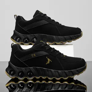 2026 Spring/Summer New Men's Leather Surface Sports and Leisure Shoes, Lace up Running Shoes, Soft Bottom, Soft Surface, Small Black Shoes, Fashionable and Versatile Basketball Shoes