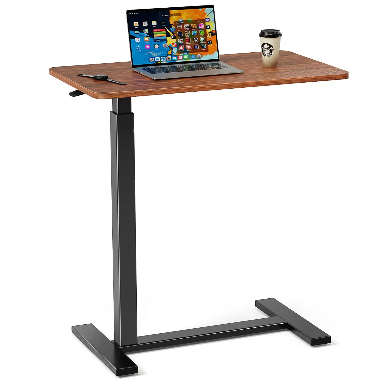 【Deal】Overbed Bedside Table with Wheels, Adjustable Hospital & Home Use Bed Table, Rolling Laptop Table, Mobile Standing Desk