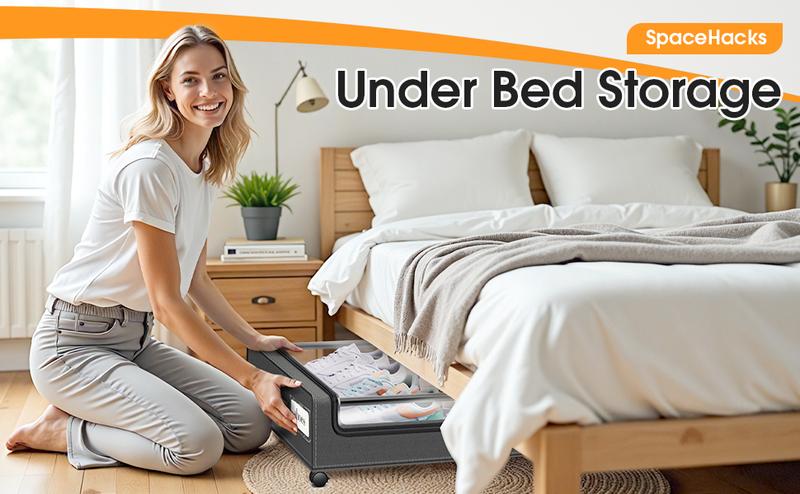 【Valentine's Day gifts】SpaceHacks 2-Pack Underbed Storage Boxes | Silent Wheels | Dustproof Clear PVC Window |Organizer for Apartments/Dorms/Bedrooms |Must Have | Drawers Rolling Under Bed Storage for Clothes,Shoes, Blankets 30.71 x 16.93 x 6.69 in 【Valentine's Day gifts】SpaceHacks 2-Pack Underbed Storage Boxes | Silent Wheels | Dustproof Clear PVC Window |Organizer for Apartments/Dorms/Bedrooms |Must Have | Drawers Rolling Under Bed Storage for Clothes,Shoes, Blankets 30.71 x 16.93 x 6.69 in