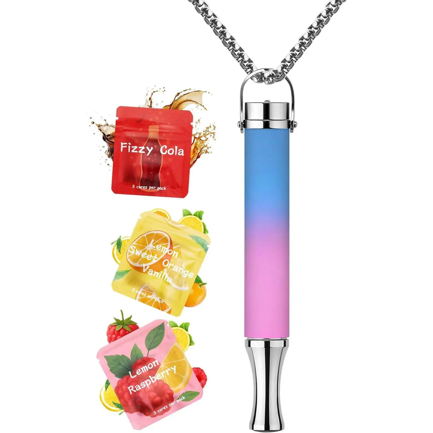 ASTOFLI Breathing Necklace For Anxiety Adults - Adjustable Air Outlet Breathe Necklaces With Flavored - Breath Free Stress Relief Device With Flavor - Meditation Gifts For Women Men