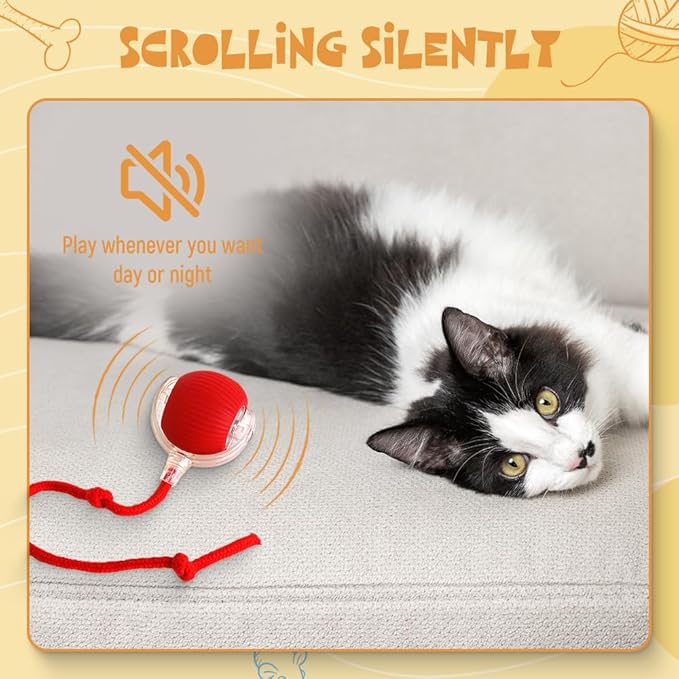 Durable interactive pet toy, suitable for indoor cats. Intelligent automatic chasing ball toy. Upgraded version for quick cat play. Perfect for adult cats tired of indoor life to have fun.