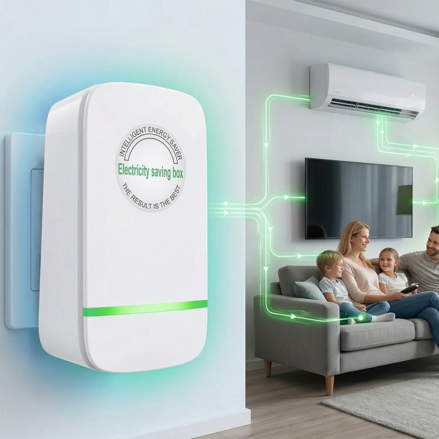 2PCS Smart Electricity Saving Box - Compact Form Power Saver with Voltage Optimization, Surge Guard, Thermoregulation, US Plug Compatibility for Home, Office Indoor Use (Plug-and-Play Energy Efficiency)#SummerWins, Smart Plug-In Sockets