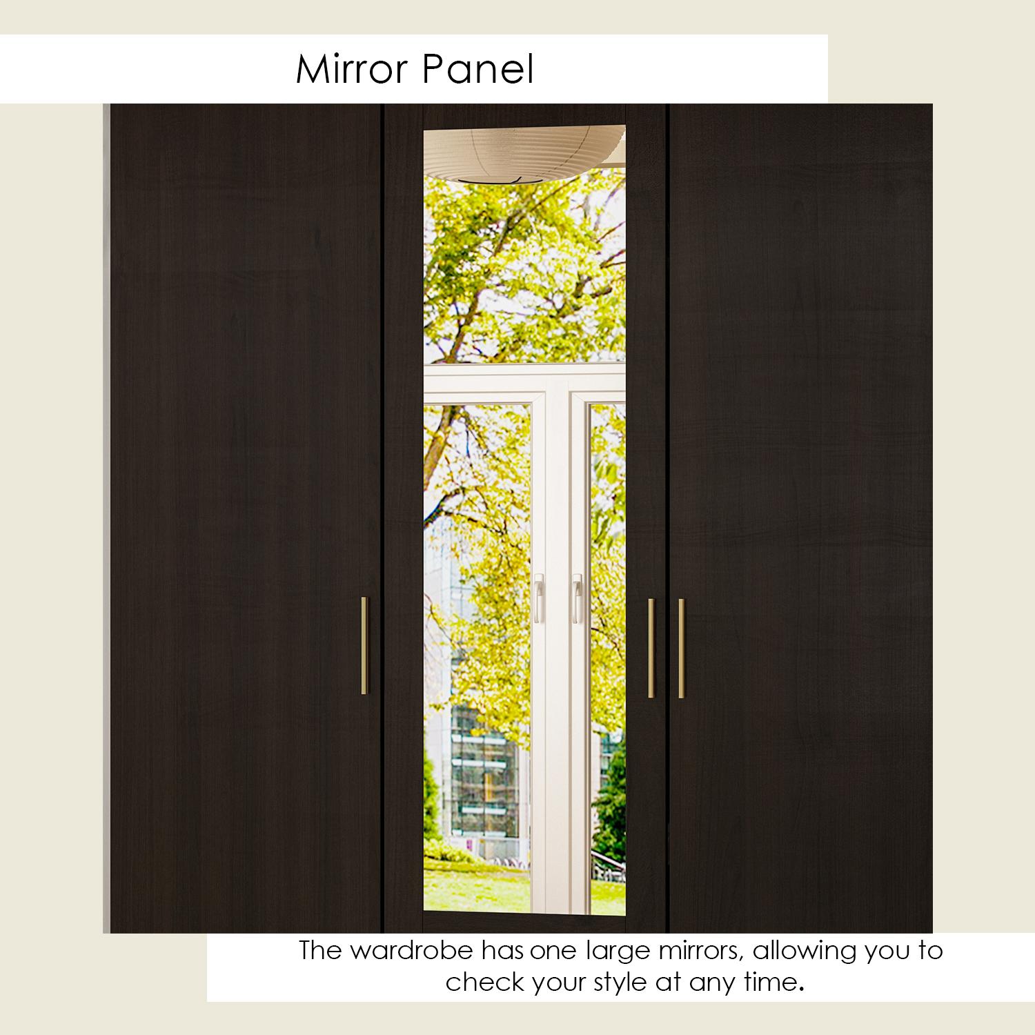 FUFU&GAGA Wardrobe Armoire with Mirror, 5-Tier Shelves, 2 Drawers, 2 Hanging Rods and 4 Doors, Wooden Closet Storage Cabinet for Bedroom FUFU&GAGA Wardrobe Armoire with Mirror, 5-Tier Shelves, 2 Drawers, 2 Hanging Rods and 4 Doors, Wooden Closet Storage Cabinet for Bedroom