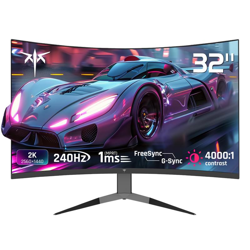 KTC 32-Inch QHD 2K@240Hz VA 1000R Curved Gaming Monitor, 2560*1440P Computer PC Frameless Monitor with GTG 1ms, Adaptive Freesync & G-Sync, 122% sRGB, HDMI, DisplayPort, Tilt Adjustable, VESA Support, H32S25E