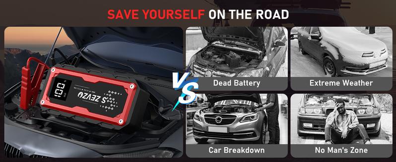 8000a Peak Portable Car Jump Starter with LED Light – Emergency Booster Battery Pack, Power Bank, Wireless Charging, Car Battery Jump Starter Tool​