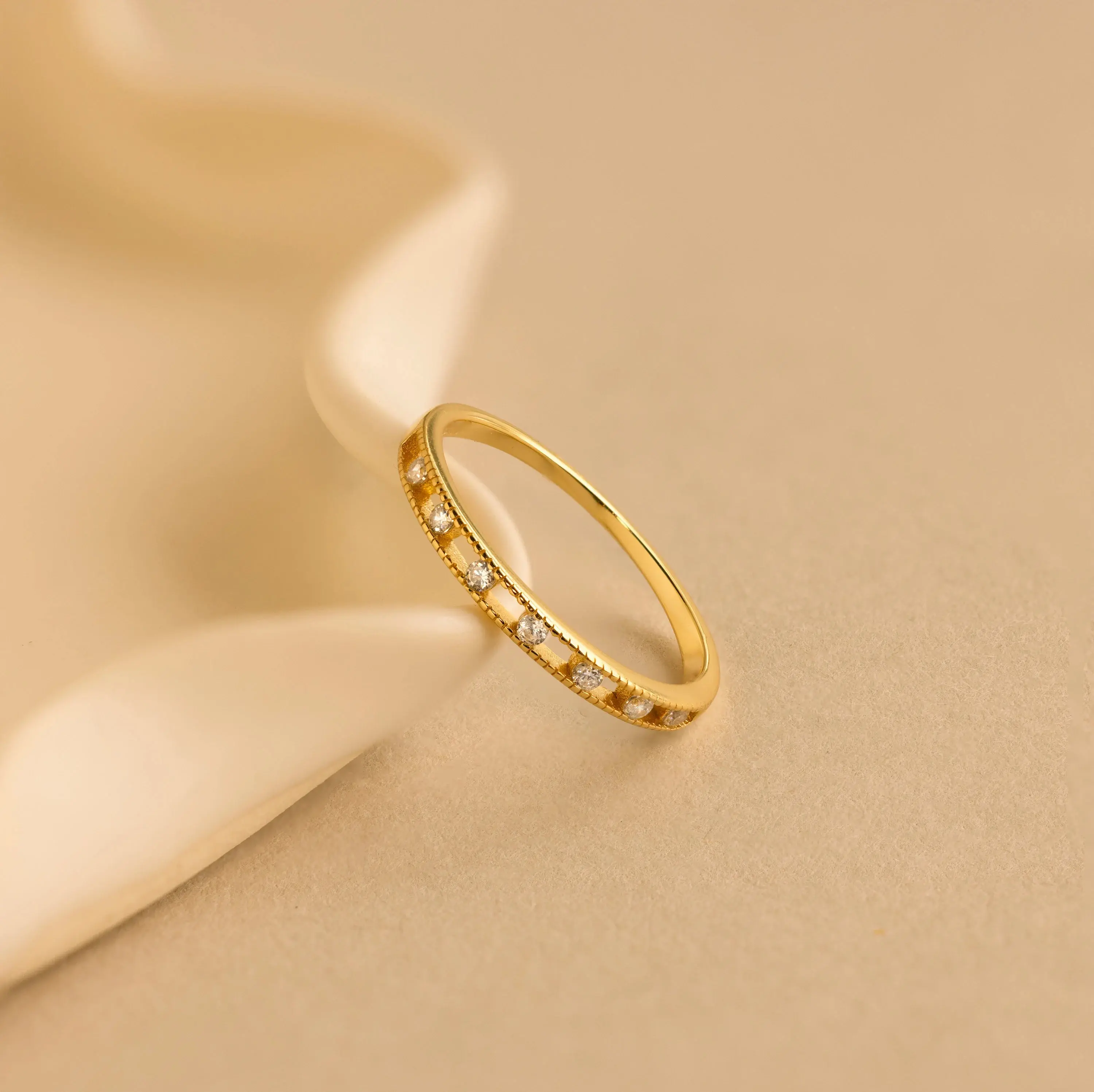 Diamond Station Ring by Caitlyn Minimalist - Dainty Diamond Promise Ring in Gold - Minimalist Engagement Ring - Wedding Jewelry - Perfect Girlfriend Gift