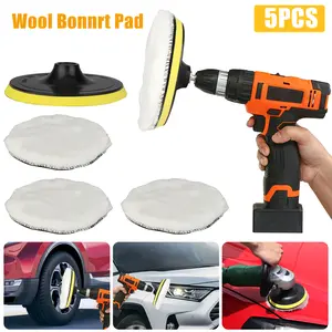NSI 3Pcs 6"Car Polishing Wheel Wool Buffing Pads Set - Polishing Buffing Wheel with Adhesive Backer Pad,for M14 Drill Adapter,for Auto Paint Care Styling