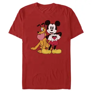 Men's Mickey & Friends Pluto Heart Friendship Pose T-Shirt